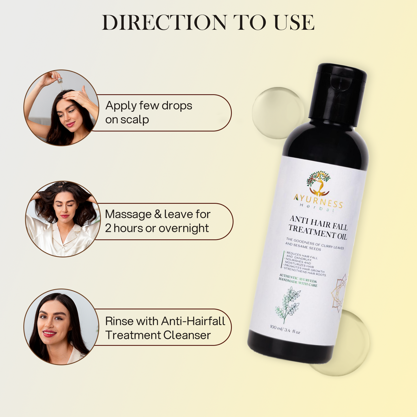AYURNESS HERBAL ANTI-HAIRFALL TREATMENT OIL- 100 ML