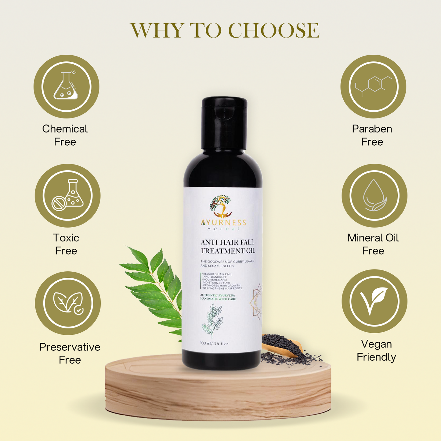 AYURNESS HERBAL ANTI-HAIRFALL TREATMENT OIL- 100 ML